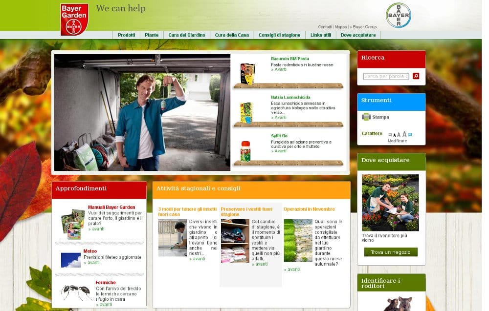 Nuovo sito per Bayer Garden