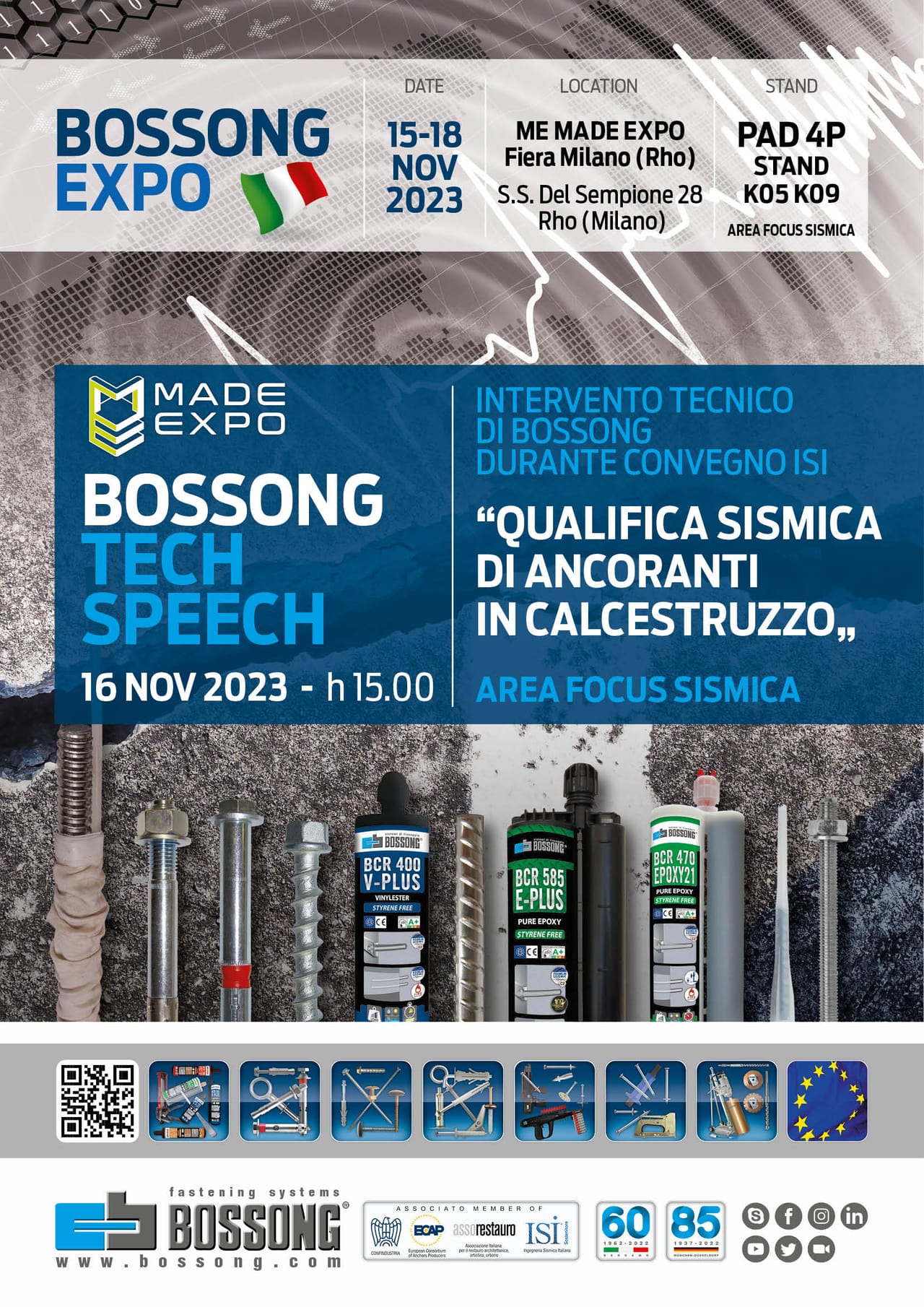Bossong protagonista a Made Expo nell'area Focus Sismica