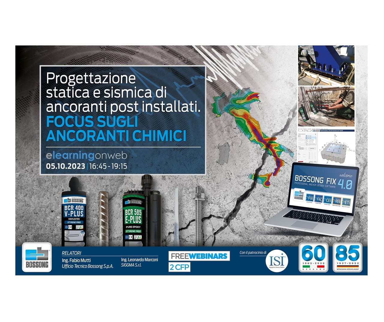 Bossong: il 5 ottobre Webinar sugli ancoranti chimici