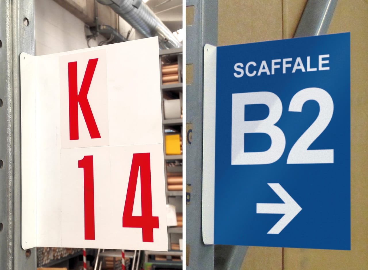 Supporto bifacciale per scaffalature