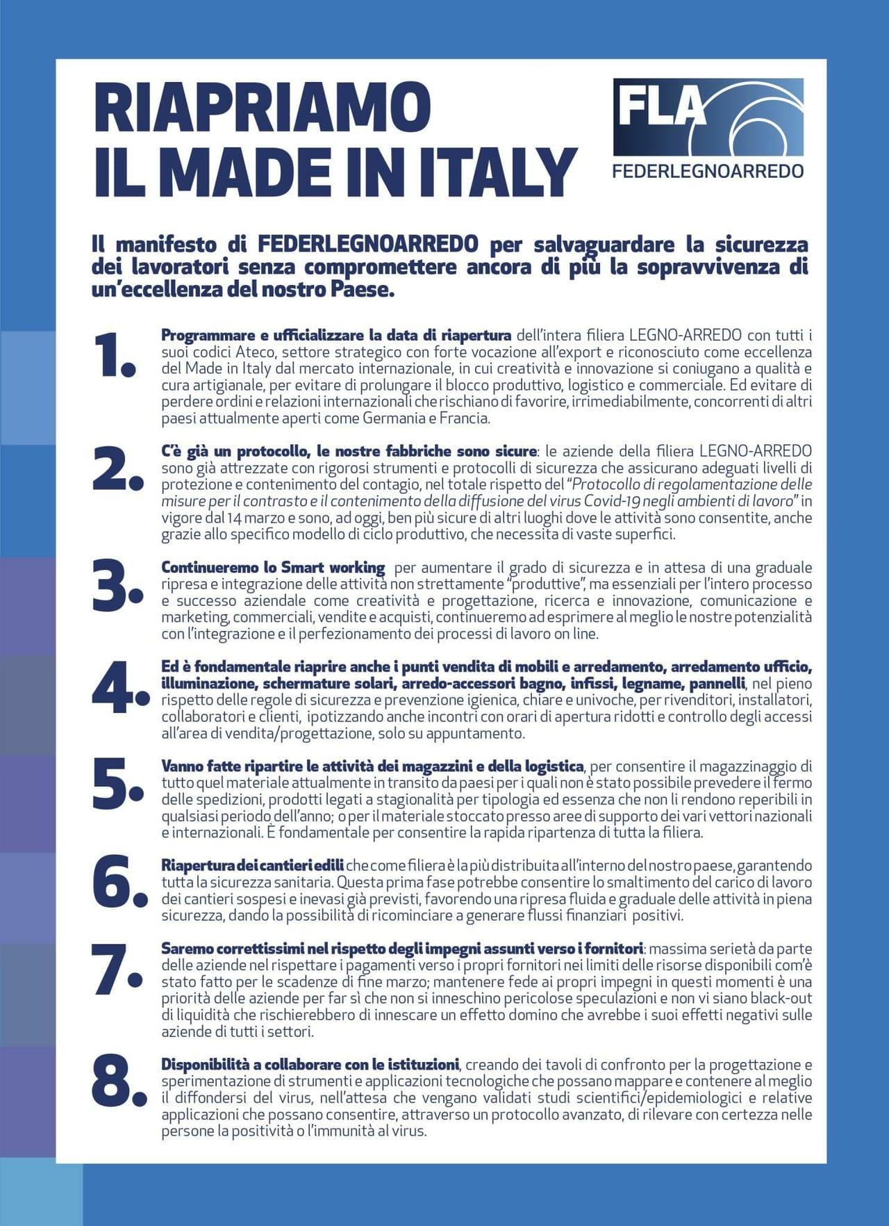 Riapriamo il Made in Italy: l'appello di FederlegnoArredo