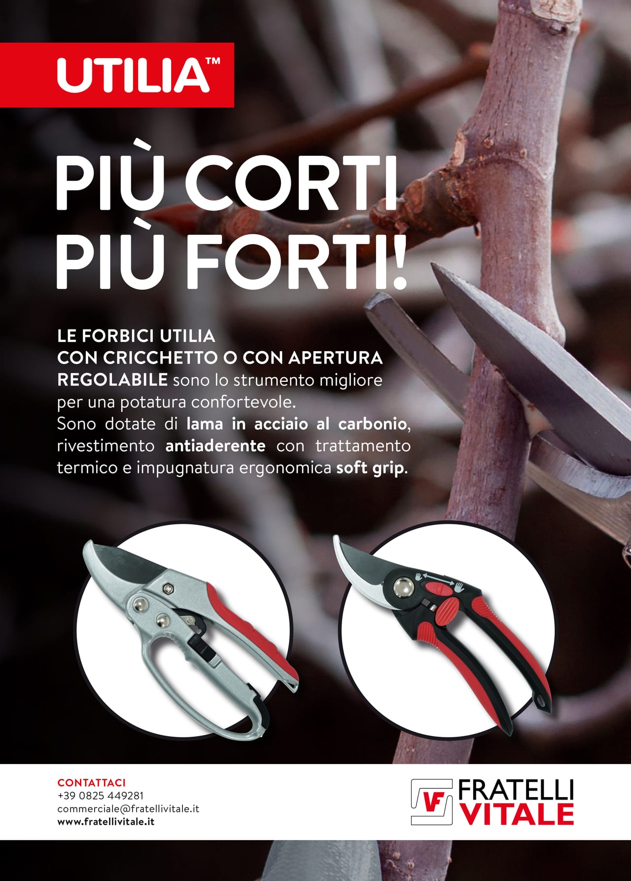 Forbici per potatura Bypass e cricchetto Utilia