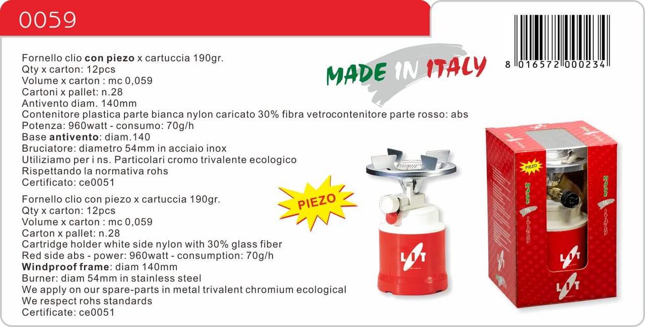 Fornello con piezo
