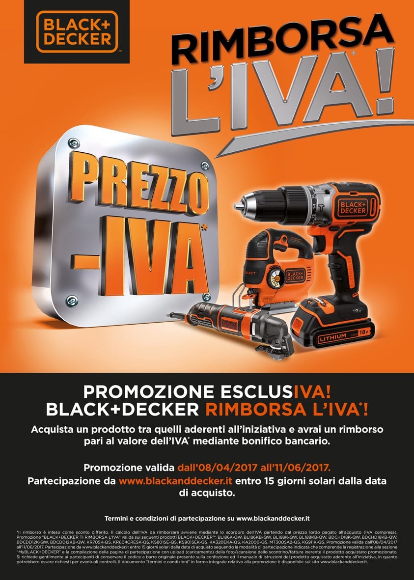 Promozione EsclusIVA: BLACK+DECKER TI RIMBORSA L'IVA!