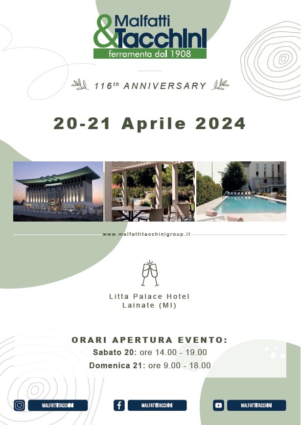 Malfatti&amp;Tacchini: il 20-21 aprile l'Open Day a Milano