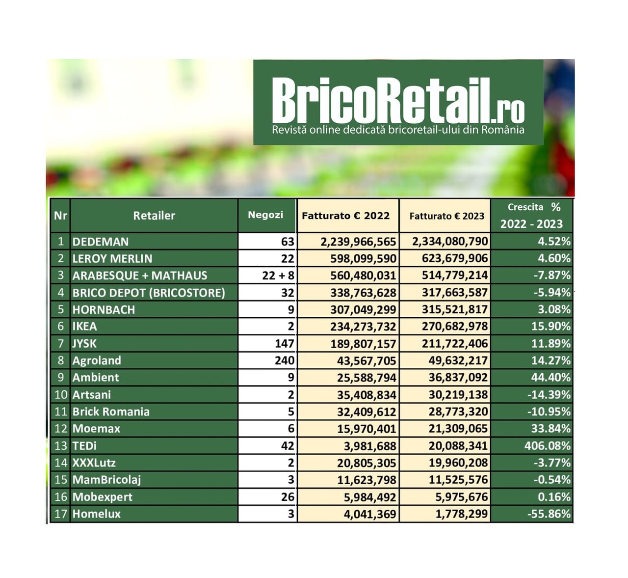 Il mercato brico-garden in Romania
