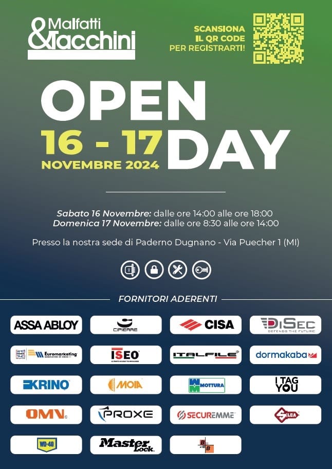 Malfatti&Tacchini: open day il 16-17 novembre