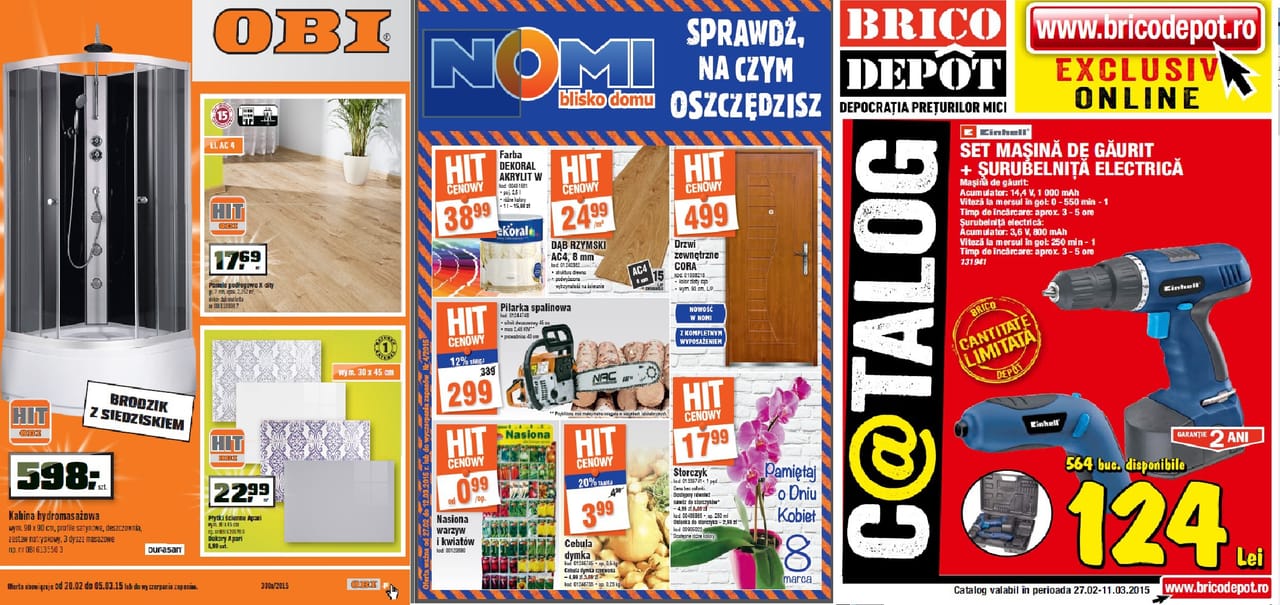 I volantini delle insegne DIY di Romania e Polonia