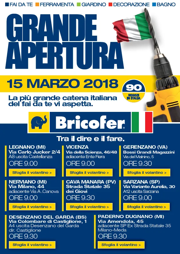 Bricofer: ben 8 nuove aperture in contemporanea!