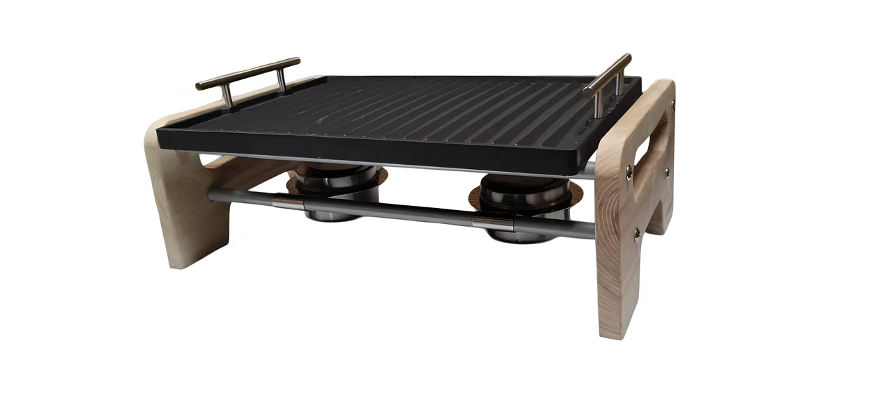 Sistema riser-chafing per piastra in ghisa smaltata