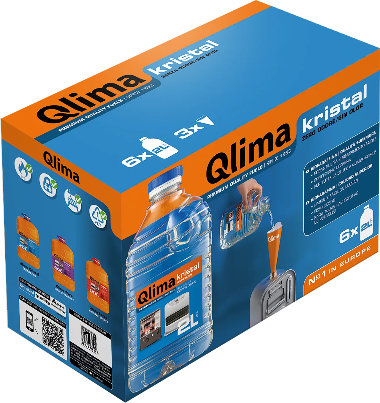 Qlima Kristal: combustibile da 2 L in 6 bottiglie