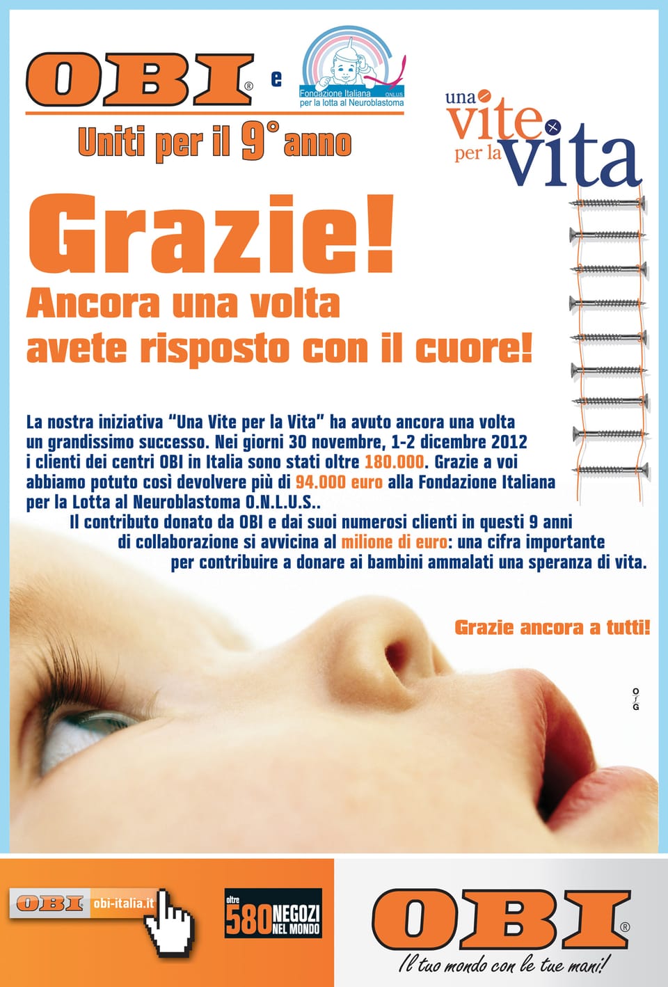 Successo per l'iniziativa “Una vite per la vita” di OBI 2